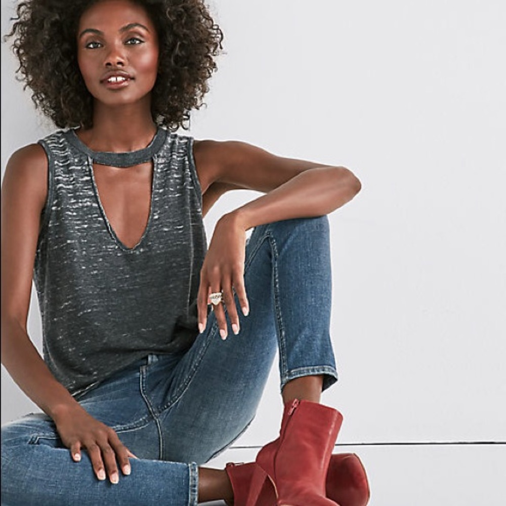 Lucky brand 🍀Venice Burnout Choker Tank Large NWT